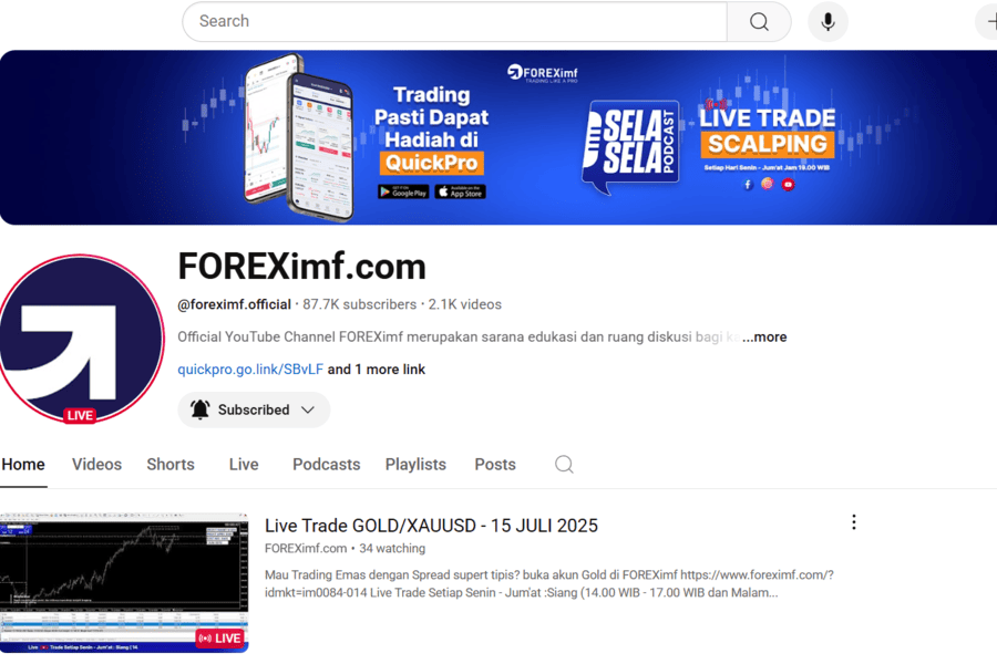 Channel Youtube FOREXimf Official